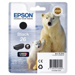 Epson Polar Bear 26 Claria Premium Ink, Ink Cartridge, Black Single Pack, C13T26014010